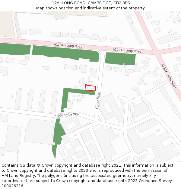 12A, LONG ROAD, CAMBRIDGE, CB2 8PS: Location map and indicative extent of plot