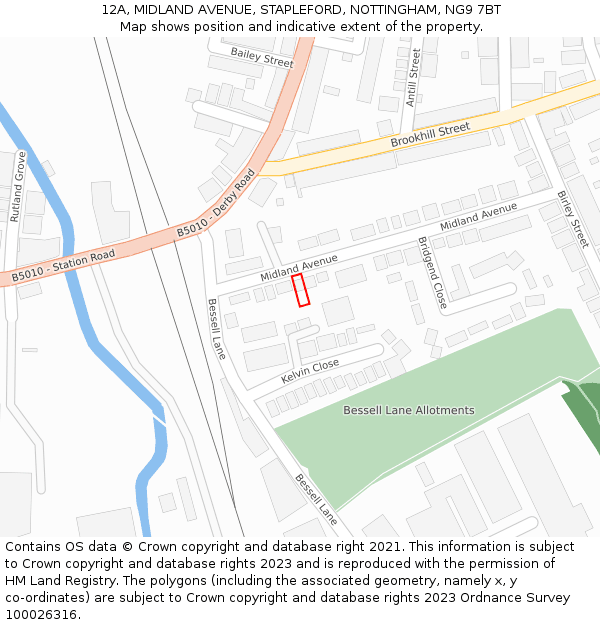 12A, MIDLAND AVENUE, STAPLEFORD, NOTTINGHAM, NG9 7BT: Location map and indicative extent of plot