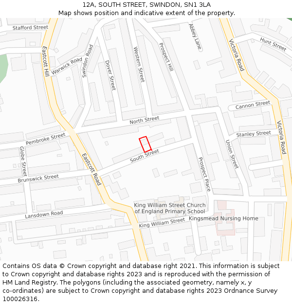 12A, SOUTH STREET, SWINDON, SN1 3LA: Location map and indicative extent of plot