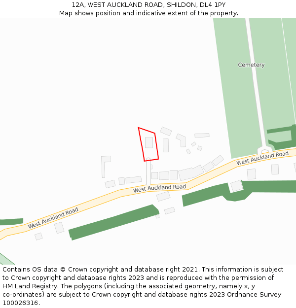 12A, WEST AUCKLAND ROAD, SHILDON, DL4 1PY: Location map and indicative extent of plot