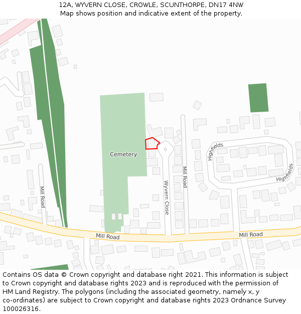 12A, WYVERN CLOSE, CROWLE, SCUNTHORPE, DN17 4NW: Location map and indicative extent of plot