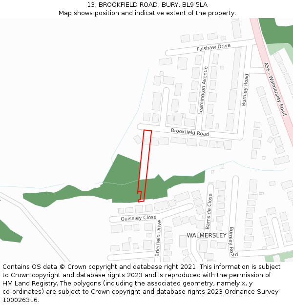 13, BROOKFIELD ROAD, BURY, BL9 5LA: Location map and indicative extent of plot