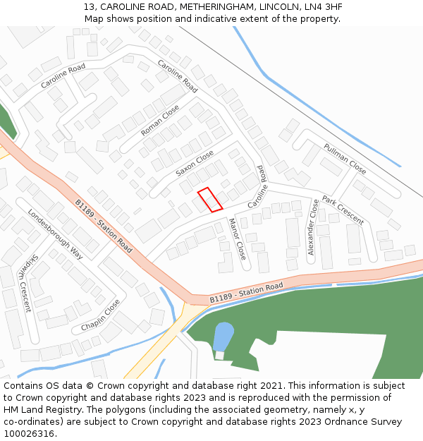 13, CAROLINE ROAD, METHERINGHAM, LINCOLN, LN4 3HF: Location map and indicative extent of plot