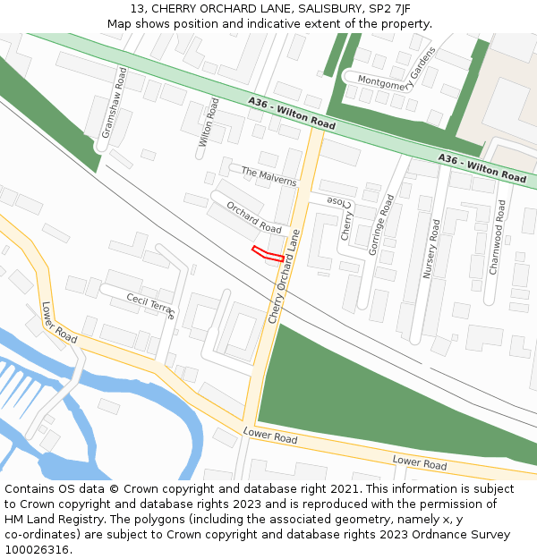 13, CHERRY ORCHARD LANE, SALISBURY, SP2 7JF: Location map and indicative extent of plot