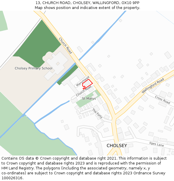 13, CHURCH ROAD, CHOLSEY, WALLINGFORD, OX10 9PP: Location map and indicative extent of plot