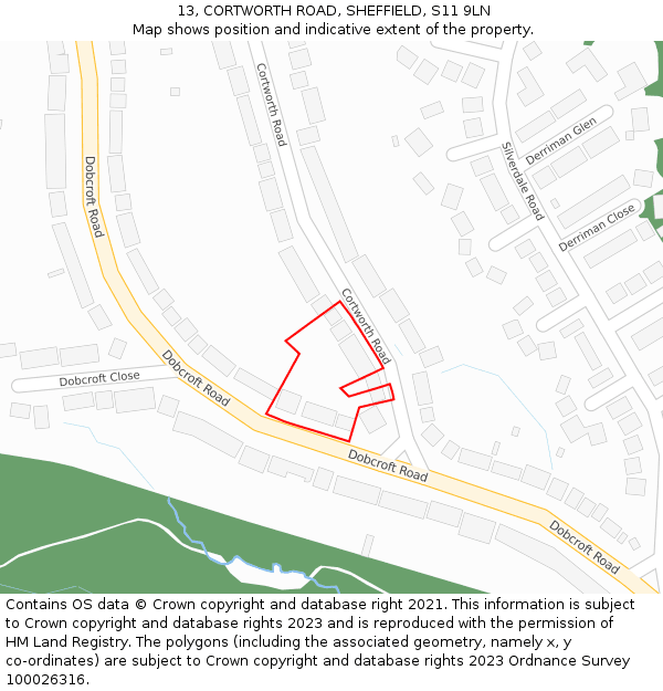 13, CORTWORTH ROAD, SHEFFIELD, S11 9LN: Location map and indicative extent of plot