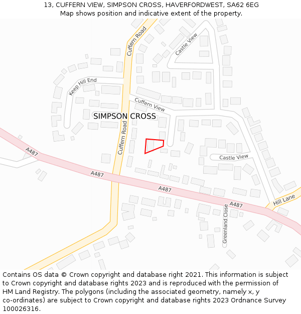 13, CUFFERN VIEW, SIMPSON CROSS, HAVERFORDWEST, SA62 6EG: Location map and indicative extent of plot