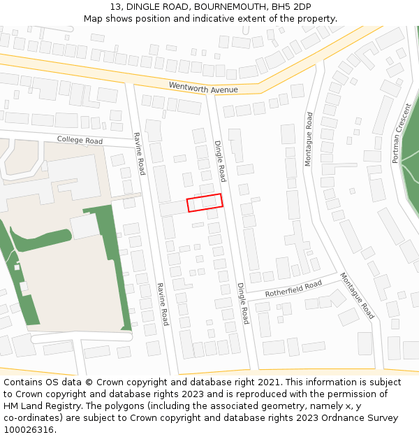 13, DINGLE ROAD, BOURNEMOUTH, BH5 2DP: Location map and indicative extent of plot