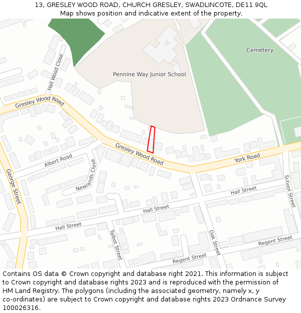 13, GRESLEY WOOD ROAD, CHURCH GRESLEY, SWADLINCOTE, DE11 9QL: Location map and indicative extent of plot