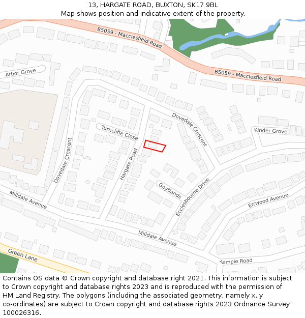 13, HARGATE ROAD, BUXTON, SK17 9BL: Location map and indicative extent of plot