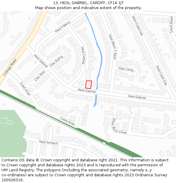 13, HEOL GABRIEL, CARDIFF, CF14 1JT: Location map and indicative extent of plot