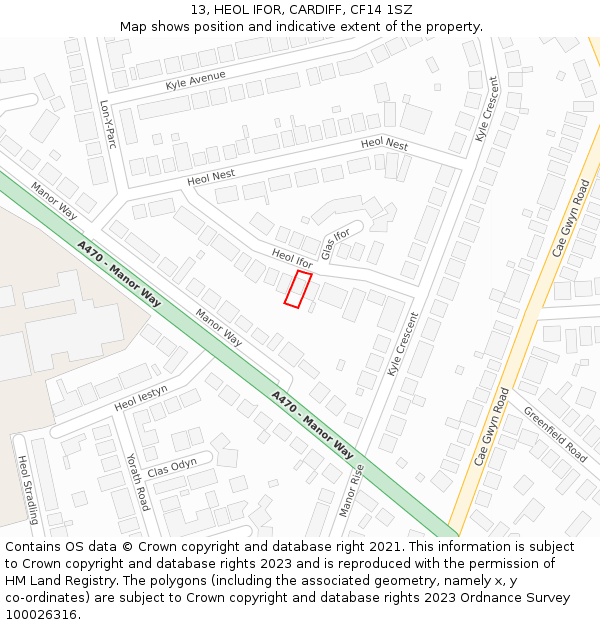 13, HEOL IFOR, CARDIFF, CF14 1SZ: Location map and indicative extent of plot