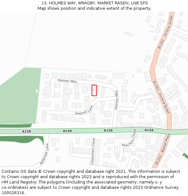13, HOLMES WAY, WRAGBY, MARKET RASEN, LN8 5PS: Location map and indicative extent of plot