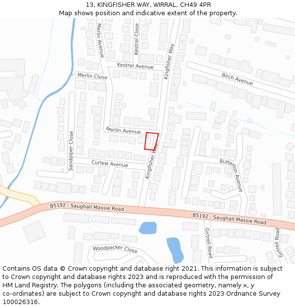 13, KINGFISHER WAY, WIRRAL, CH49 4PR: Location map and indicative extent of plot