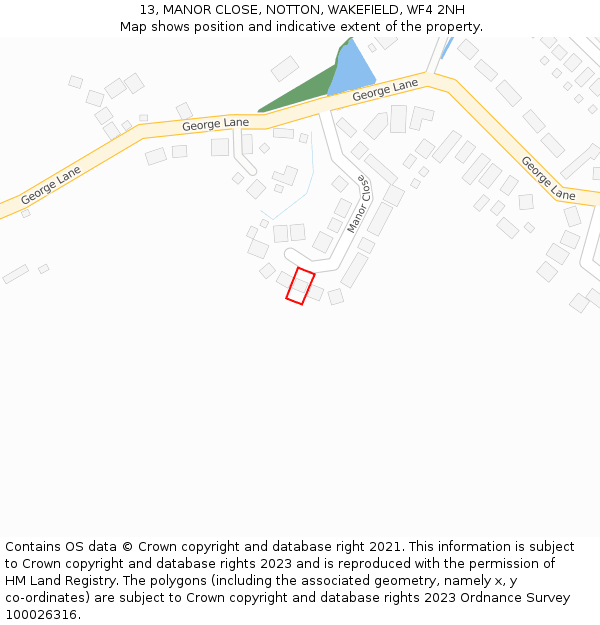 13, MANOR CLOSE, NOTTON, WAKEFIELD, WF4 2NH: Location map and indicative extent of plot