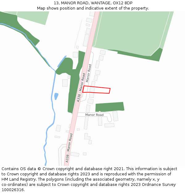 13, MANOR ROAD, WANTAGE, OX12 8DP: Location map and indicative extent of plot