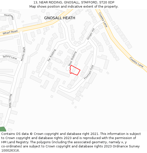13, NEAR RIDDING, GNOSALL, STAFFORD, ST20 0DP: Location map and indicative extent of plot