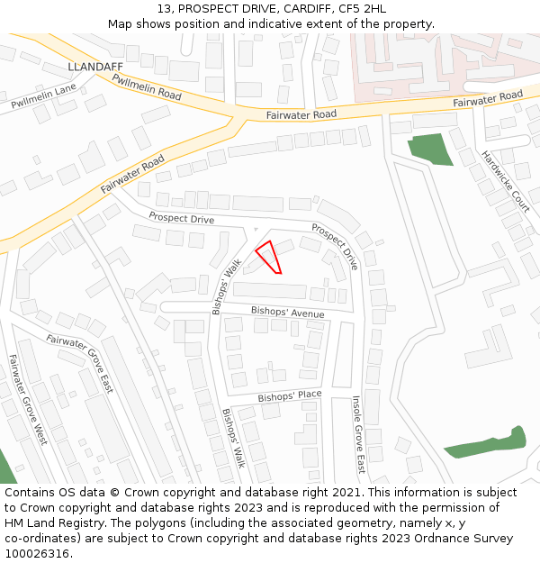 13, PROSPECT DRIVE, CARDIFF, CF5 2HL: Location map and indicative extent of plot