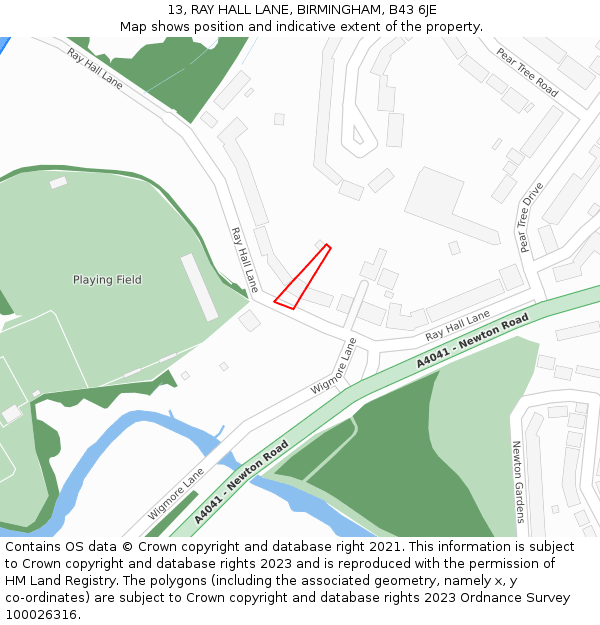 13, RAY HALL LANE, BIRMINGHAM, B43 6JE: Location map and indicative extent of plot