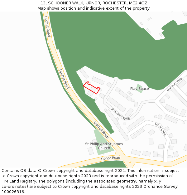 13, SCHOONER WALK, UPNOR, ROCHESTER, ME2 4GZ: Location map and indicative extent of plot