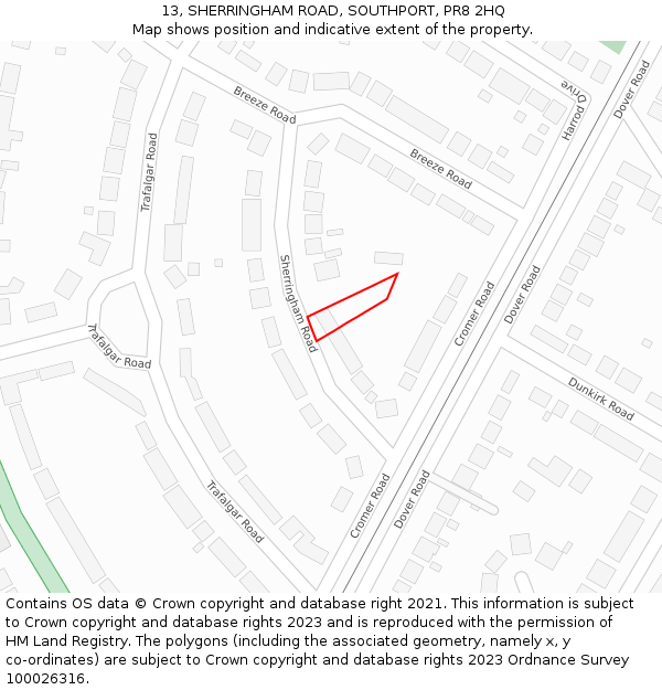 13, SHERRINGHAM ROAD, SOUTHPORT, PR8 2HQ: Location map and indicative extent of plot