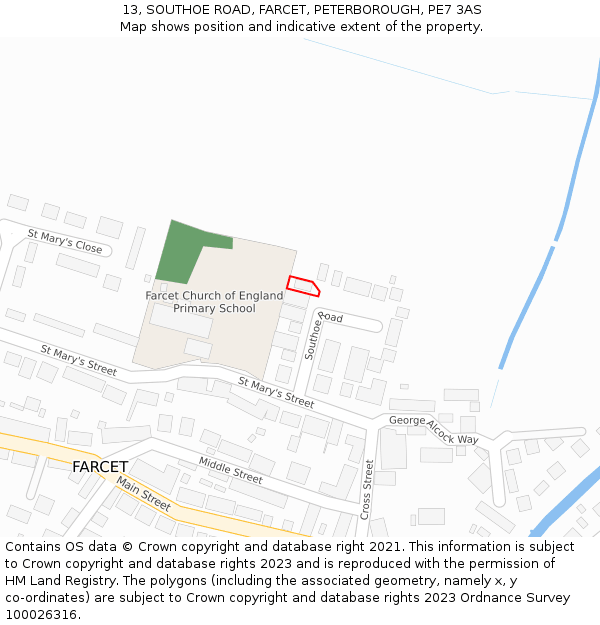 13, SOUTHOE ROAD, FARCET, PETERBOROUGH, PE7 3AS: Location map and indicative extent of plot