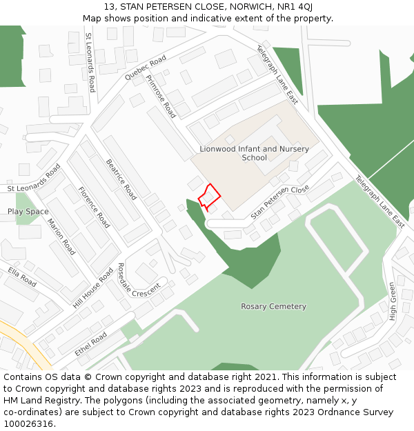 13, STAN PETERSEN CLOSE, NORWICH, NR1 4QJ: Location map and indicative extent of plot