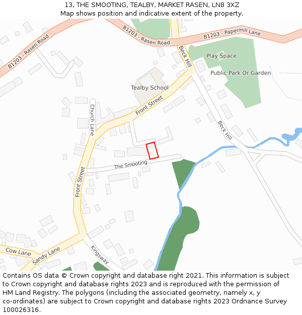 13, THE SMOOTING, TEALBY, MARKET RASEN, LN8 3XZ: Location map and indicative extent of plot