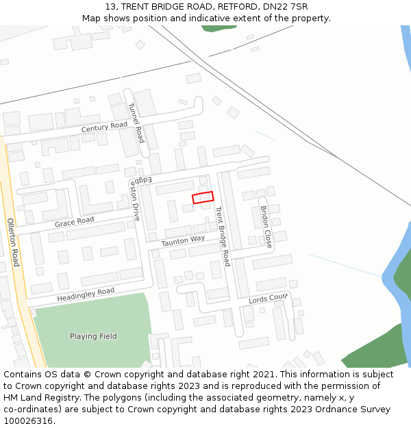 13, TRENT BRIDGE ROAD, RETFORD, DN22 7SR: Location map and indicative extent of plot