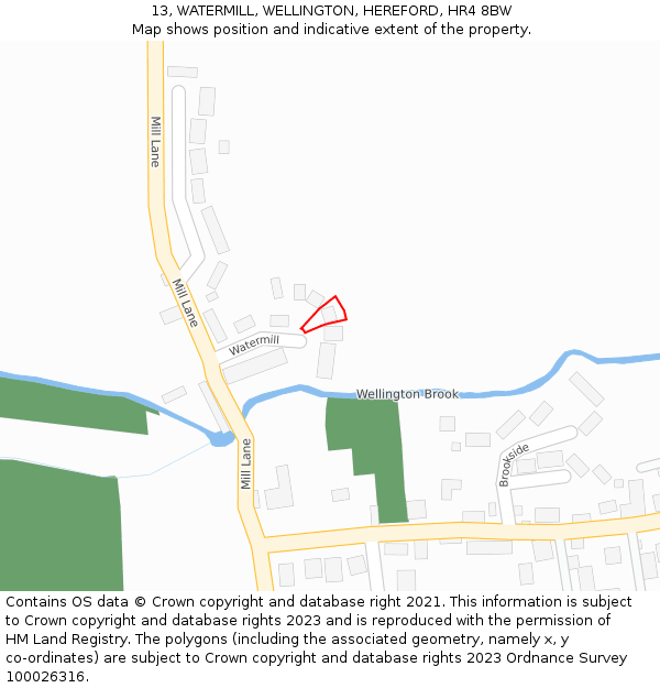 13, WATERMILL, WELLINGTON, HEREFORD, HR4 8BW: Location map and indicative extent of plot