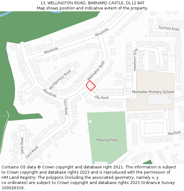 13, WELLINGTON ROAD, BARNARD CASTLE, DL12 8AT: Location map and indicative extent of plot