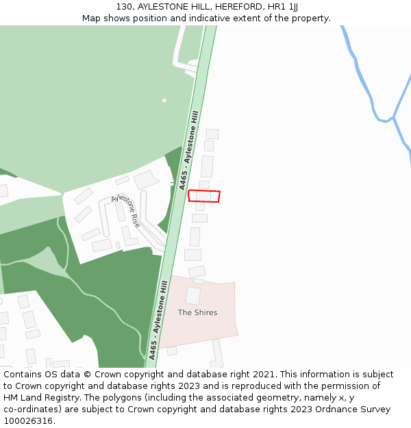 130, AYLESTONE HILL, HEREFORD, HR1 1JJ: Location map and indicative extent of plot