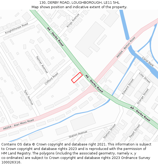130, DERBY ROAD, LOUGHBOROUGH, LE11 5HL: Location map and indicative extent of plot