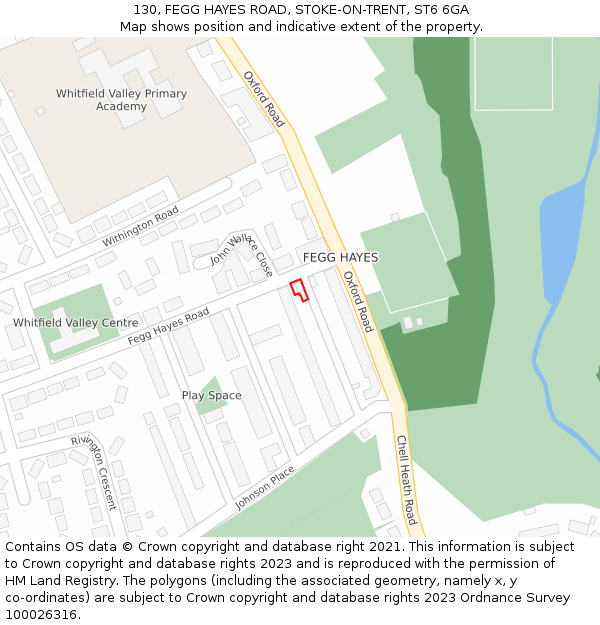 130, FEGG HAYES ROAD, STOKE-ON-TRENT, ST6 6GA: Location map and indicative extent of plot