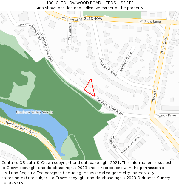 130, GLEDHOW WOOD ROAD, LEEDS, LS8 1PF: Location map and indicative extent of plot