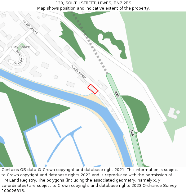 130, SOUTH STREET, LEWES, BN7 2BS: Location map and indicative extent of plot