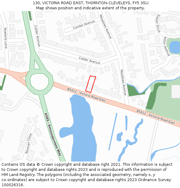 130, VICTORIA ROAD EAST, THORNTON-CLEVELEYS, FY5 3SU: Location map and indicative extent of plot