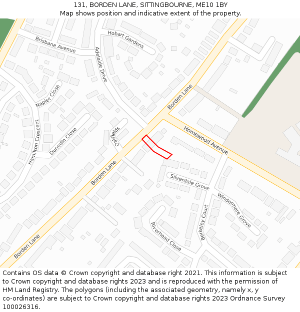 131, BORDEN LANE, SITTINGBOURNE, ME10 1BY: Location map and indicative extent of plot