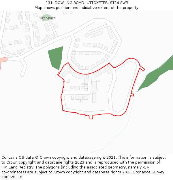 131, DOWLING ROAD, UTTOXETER, ST14 8WB: Location map and indicative extent of plot
