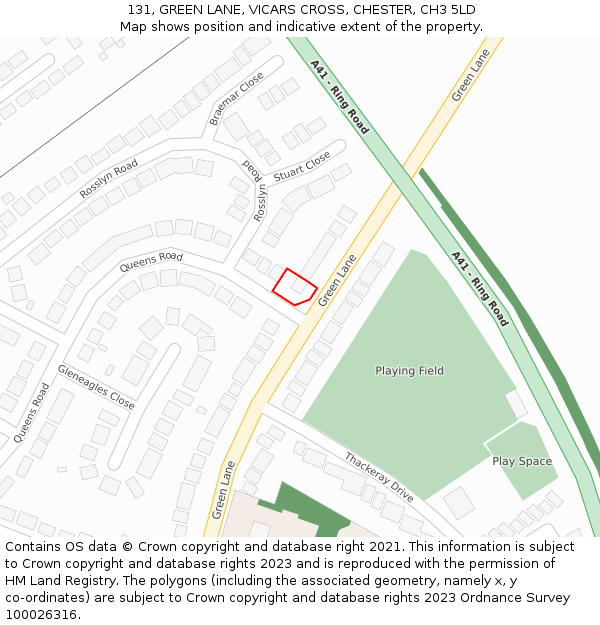131, GREEN LANE, VICARS CROSS, CHESTER, CH3 5LD: Location map and indicative extent of plot