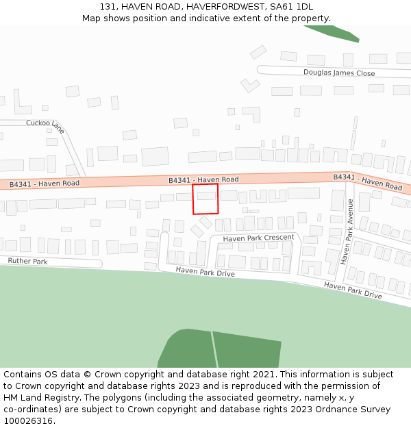131, HAVEN ROAD, HAVERFORDWEST, SA61 1DL: Location map and indicative extent of plot