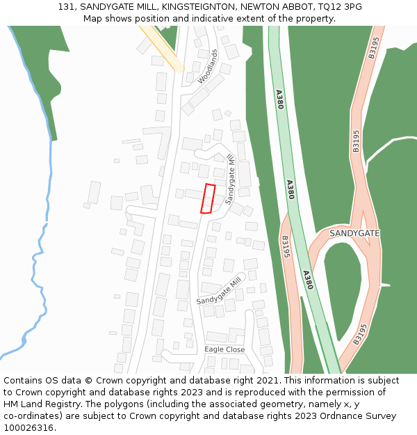 131, SANDYGATE MILL, KINGSTEIGNTON, NEWTON ABBOT, TQ12 3PG: Location map and indicative extent of plot