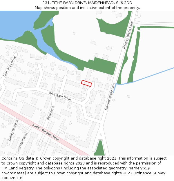 131, TITHE BARN DRIVE, MAIDENHEAD, SL6 2DD: Location map and indicative extent of plot