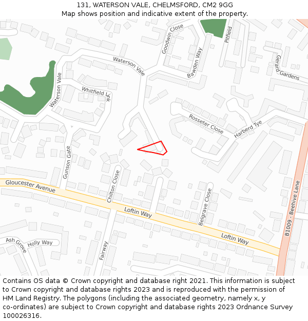 131, WATERSON VALE, CHELMSFORD, CM2 9GG: Location map and indicative extent of plot