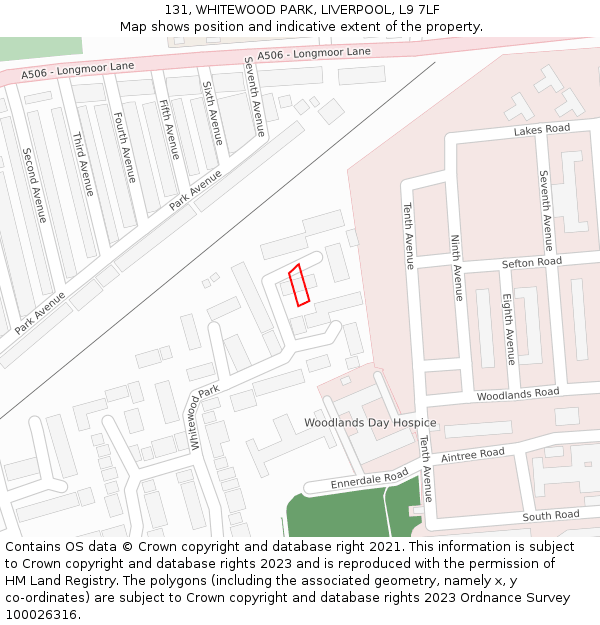 131, WHITEWOOD PARK, LIVERPOOL, L9 7LF: Location map and indicative extent of plot