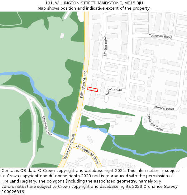 131, WILLINGTON STREET, MAIDSTONE, ME15 8JU: Location map and indicative extent of plot