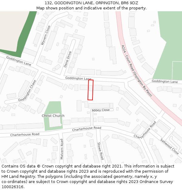 132, GODDINGTON LANE, ORPINGTON, BR6 9DZ: Location map and indicative extent of plot