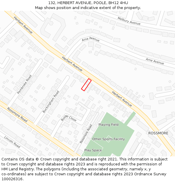 132, HERBERT AVENUE, POOLE, BH12 4HU: Location map and indicative extent of plot