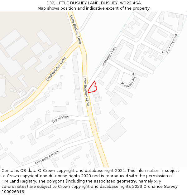 132, LITTLE BUSHEY LANE, BUSHEY, WD23 4SA: Location map and indicative extent of plot