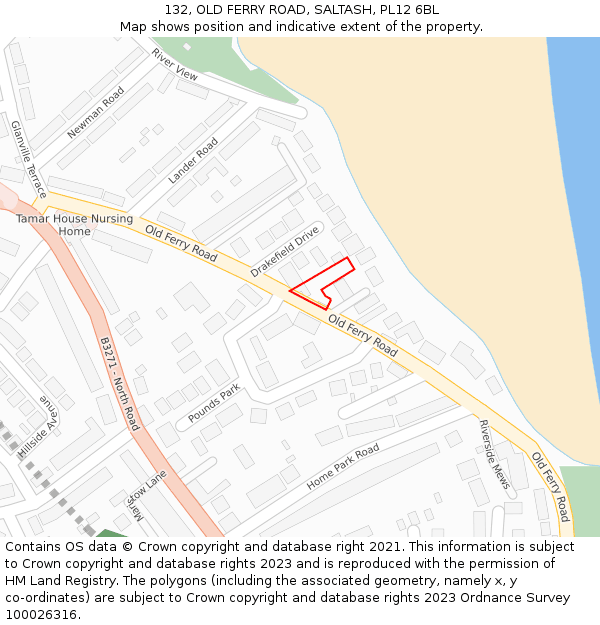 132, OLD FERRY ROAD, SALTASH, PL12 6BL: Location map and indicative extent of plot